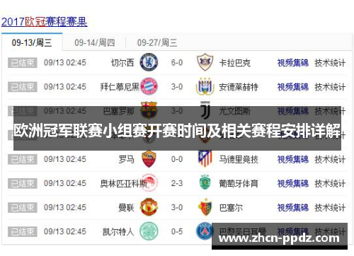 欧洲冠军联赛小组赛开赛时间及相关赛程安排详解 欧洲冠军联赛小组赛开赛时间及相关赛程安排详解
